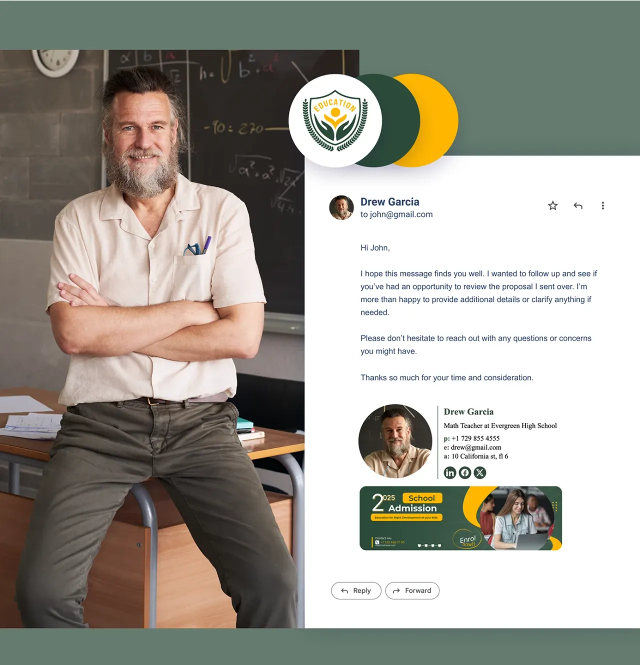 Beispiel für eine Lehrer-E-Mail-Signatur
