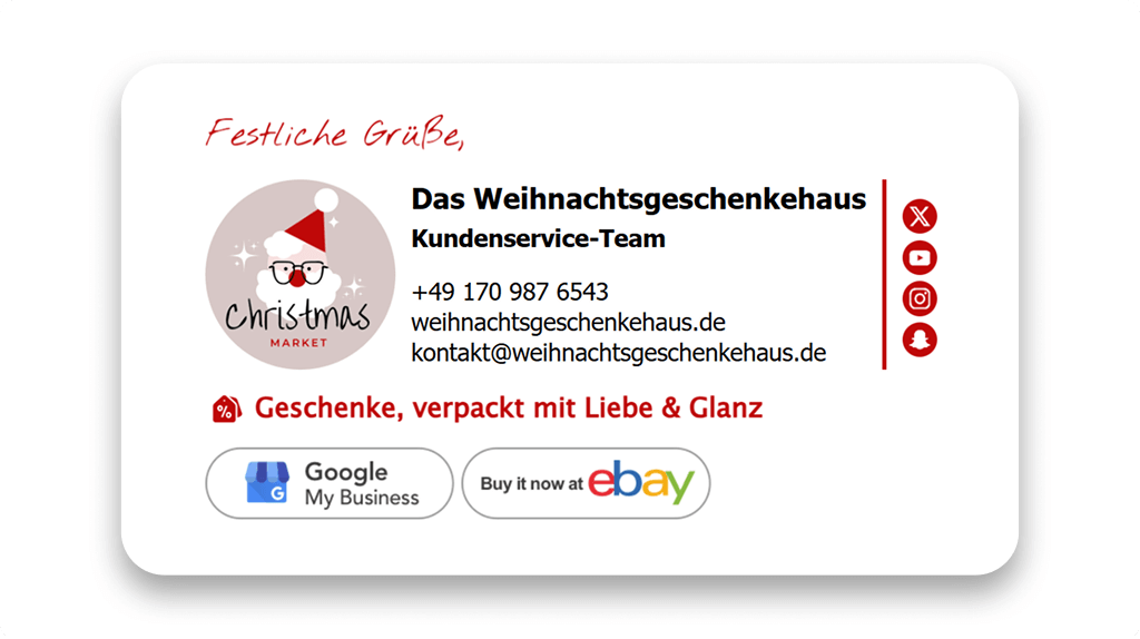 Christmas Gift Shop Email Signature Example