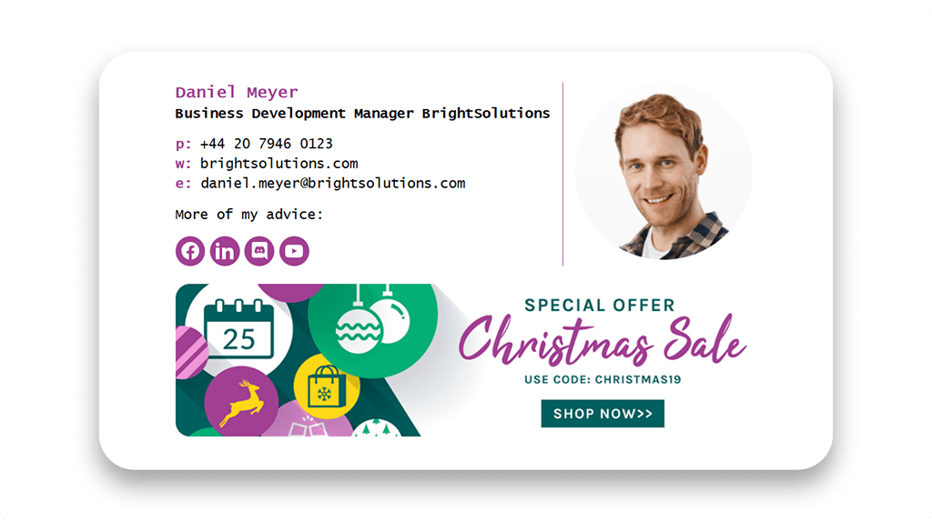 Email Signature Example with Christmas Sale Offer