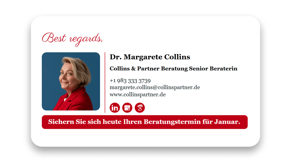 Formal Email Signature Example Christmas theme