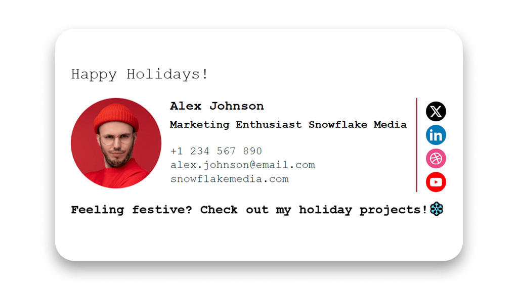 Informal Email Signature Example Christmas Theme