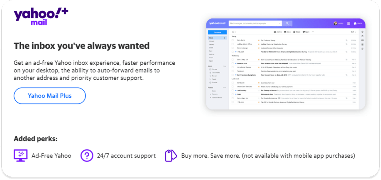 Yahoo Mail Plus Email Provider