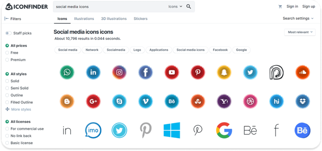IconFinder Social Media Gallery